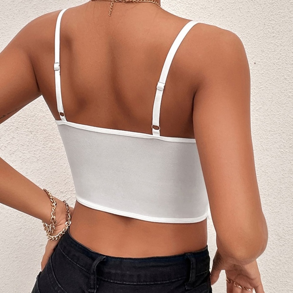 Boho White Floral Lace Cropped Sexy Corset Cami Top - Picture 8 of 8